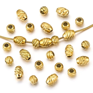 Textured Spacer Beads Stainless Steel Titanium Carved Pattern Loose Beads For DIY Bracelet Necklace Jewelry Making