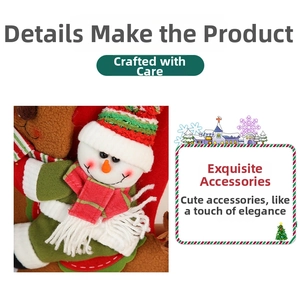 Detail of Christmas stocking featuring a plush snowman with knitted scarf and felt textures