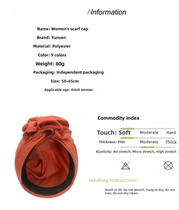 Damen Turbanmütze aus Polyester mit 58-65 cm Umfang in leuchtendem Orange abgebildet