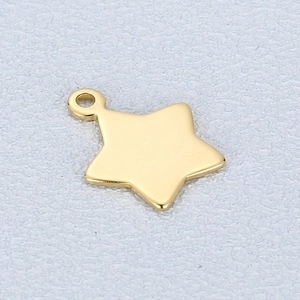 Minimalist gold plated stainless steel star pendant with top ring for DIY jewelry making