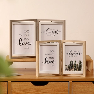 Rotating double-sided wooden photo frames in natural oak and grey, 4x6 and 5x7 inches
