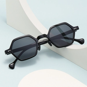 Hexagonal Geometric Sunglasses Fashion Retro UV400 Protection PC Frame AC Lens Outdoor Travel For Men Women