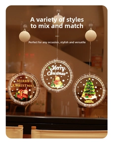 Lot de trois lampes LED de Noël à ventouse avec Père Noël et bonhomme de neige décoratifs