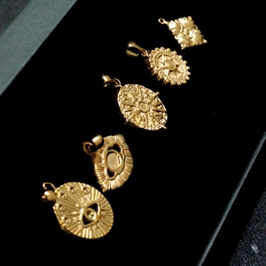 18k gold plated stainless steel evil eye and sunburst pendant charms collection