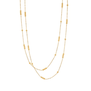 Double-layered gold-plated stainless steel bead chain necklace with a minimalist finish