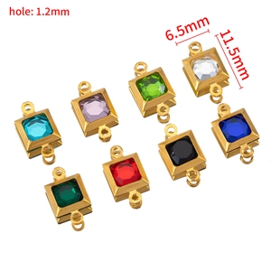 Square stainless steel crystal pendants in 8 colors for DIY necklace jewelry making