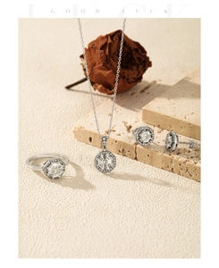 Detail shot of S925 sterling silver octagonal jewelry set with emerald cut zircon accents