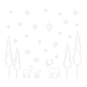 White Christmas reindeer and pine tree wall stickers for window glass decorations