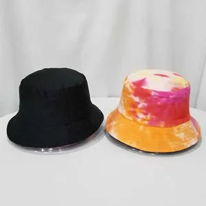 Chapeau bob réversible tie-dye et noir uni pour protection solaire en extérieur