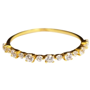 Elegante anello in argento 925 placcato oro con zirconi bianchi per donne