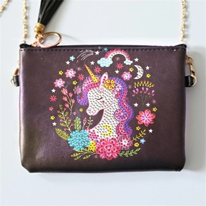 DIY Diamond Painting Crossbody Bag PU Leather Rhinestone Handmade Wallet With Metal Chain And Tassel For Women Girls