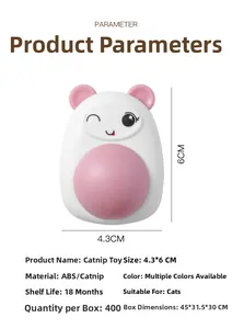 Detailed parameter specs for rotatable bear-shaped catnip toy in ABS material