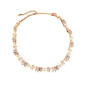 Elegant gold-tone adjustable necklace with irregular zircon stone links and lobster clasp