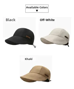 Kurzkrempige Fischerhüte in Schwarz, Cremeweiß und Khaki mit verstellbarem Kordelzug