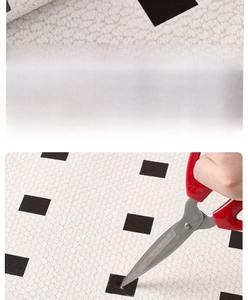 Detail of waterproof French PVC mat with dual-sided non-slip texture and grid pattern