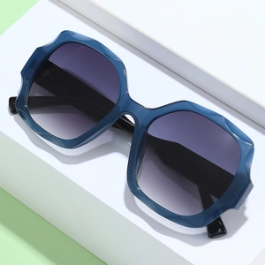 Fashion Square Sunglasses For Women Wave Edge Geometric Frame PC Gradient Lens UV400 Protection Retro Bohemian Eyewear