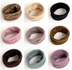 Nine-grid display of various fleece neck warmers in Morandi colors for winter warmth