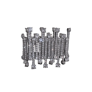 Sparkling silver wide cuff bracelet with multi-row crystal rhinestones for women