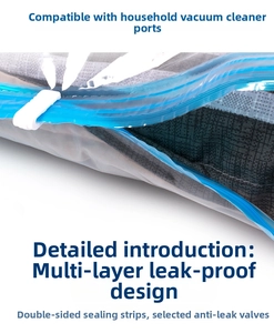 Detail view of large vacuum storage bag showing double blue seals and sliding zipper clip