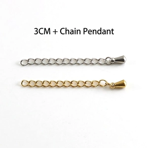 3cm stainless steel extension chain with cone pendant in gold and silver finish