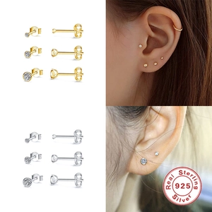 S925 Sterling Silver Cubic Zirconia Stud Earring Set in Gold and Silver Finishes