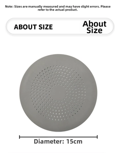 Dettaglio del filtro per lavandino in silicone grigio da 15cm con fori per capelli