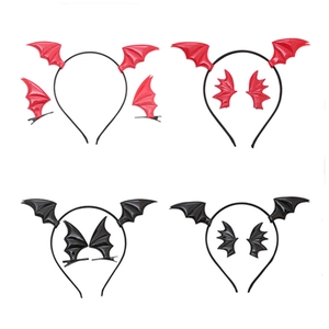 Halloween bat wing headband and hair clips set in black and red for party costumes