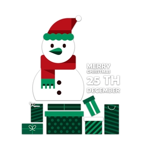 Christmas snowman window static sticker with green gift boxes and Merry Christmas text