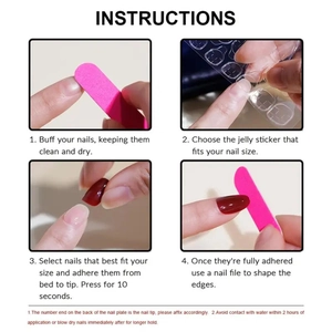 Step-by-step guide for applying long white French press-on nails with adhesive