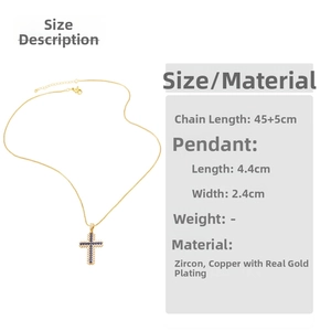 Tableau des tailles détaillé pour le collier croix en or avec pierres de zircone