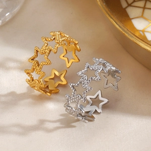 Hohler Stern Ring Aus Edelstahl Für Damen Geometrischer Verstellbarer Offener Fingerring Mode Minimalistischer Schmuck