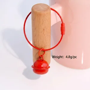 Red candy-colored bell keychain with steel wire loop for DIY bag accessory decoration