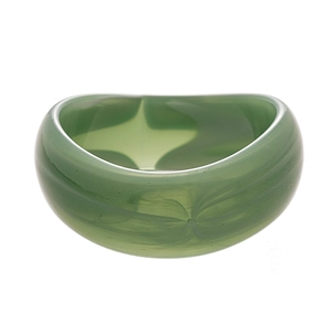 Retro chunky acrylic bangle with green marbled texture and wavy geometric design