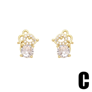 Golden animal mouse stud earrings with sparkling round zircon crystals in a refined design