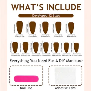 Faux ongles léopard avec guide des tailles et 12 formats différents pour manucure DIY