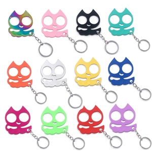 Porte-Clés Tête De Chat En Alliage Métal Portable Forme Tigre Outil De Sécurité Extérieur Accessoire Brise-Vitre