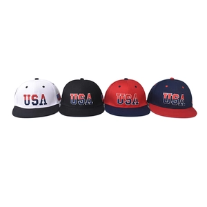 Classic USA embroidered baseball caps in four colors featuring American flag patches