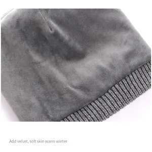 Winter knit hat set featuring warm fleece lining and thick dark grey thermal fabric