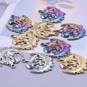 Gold and silver mushroom moon charms in 304 stainless steel for DIY jewelry making