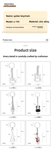 Détails des porte-clés décapsuleurs en forme de guitare en alliage de zinc durable