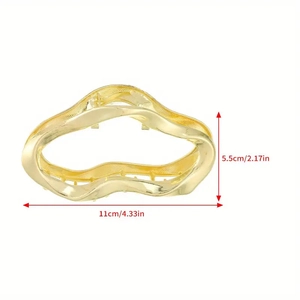 Cloud shape gold metal hair claw clip with wave design and size measurements