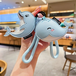 Mignon Porte-clés Animal Marin En Cuir Dessin Animé Dauphin Requin Baleine Charme De Sac Cuir PU Avec Anneau En Métal Cordon