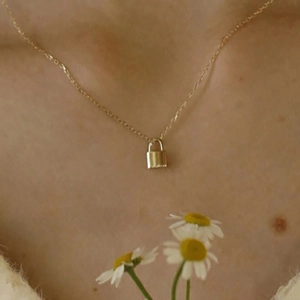 Minimalist Lock Pendant Necklace Polished Gold Plated Stainless Steel Chain Copper Small Padlock Jewelry For Women