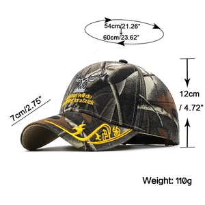 Casquette de baseball camouflage avec broderie cerf et dimensions pour la chasse en plein air
