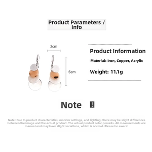 Detailed size specifications for bohemian acrylic circular drop earrings, 2x6cm size
