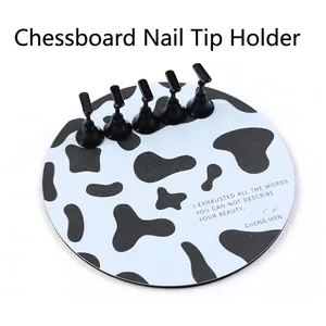 Base per nail art con trama a mucca e cinque supporti magnetici neri inclusi