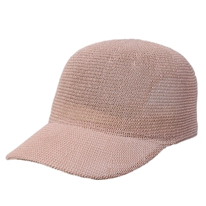 Breathable pink knitted baseball cap for summer sun protection with mesh texture