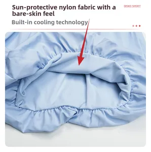 Detail of light blue sun-protective fabric with cooling tech for yoga sports shorts