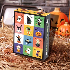 Halloween 12-grid DIY surprise blind box gift packaging with pumpkin decor on hay
