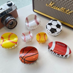 Sports Ball Hair Claw Clips Acrylic Acetate Creative Basketball Soccer Tennis Football Billiard Pattern Fashion Accessories For Women